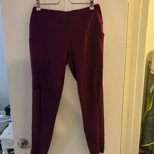 Victoria's Secret Burgundy High-Waist Mesh Leggings
